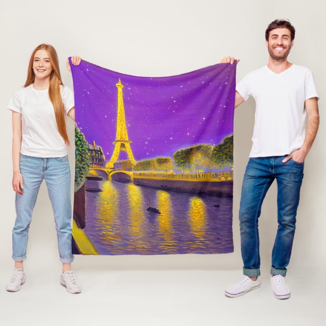 Paris längs havet under stjärnor fleecefilt (På plats)