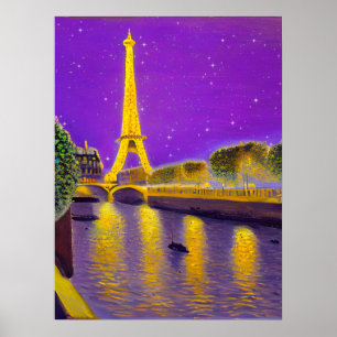 Paris längs havet under stjärnor poster