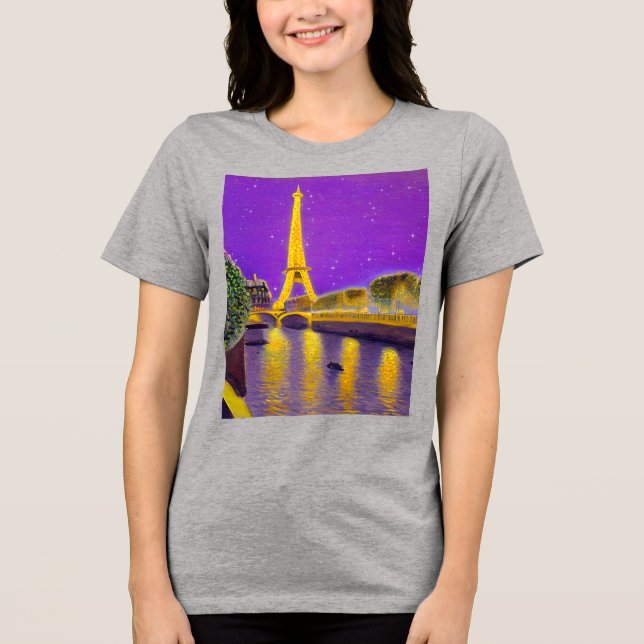 Paris längs havet under stjärnor t shirt (Framsida)