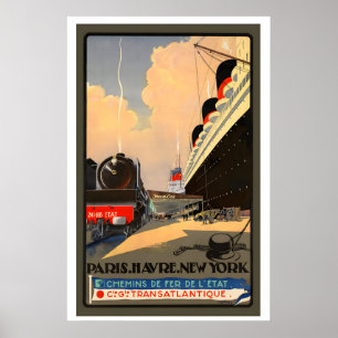 Paris Le Havre New York Franska Statens Järnvägar Poster
