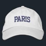 PARIS Lila Embroidery on White Broderad Keps<br><div class="desc">PARIS Mörk Lila Embroiderad White Cotton Hat. Gör en underbar gåva till alla som kärlek Paris Frankrike! Om du vill ha din egen text väljer du bara knappen Anpassa den här mallen för att ange anpassningsbar. Med kommandot Redigera design i verktyg väljer du även anpassade till andra färg-alternativ. Du kan...</div>