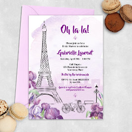 Paris Lila Iris Fransk Inbjudningskort för möhippa