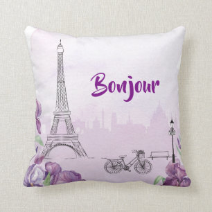 Paris Lila Iris Fransk Kudde