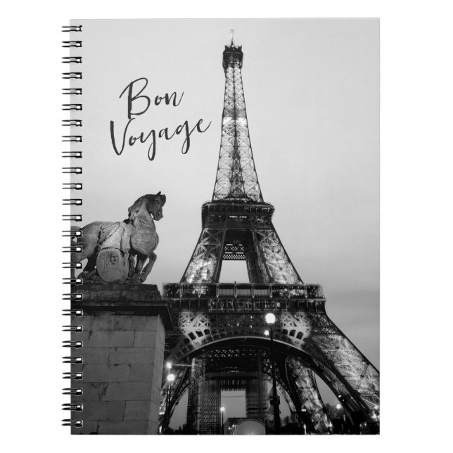 Paris Lit Up Eiffel Torn Bon Voyage Travel Anteckningsbok (Framsidan)