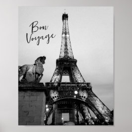 Paris Lit Up Eiffel Torn Bon Voyage Travel Poster