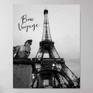 Paris Lit Up Eiffel Torn Bon Voyage Travel Poster