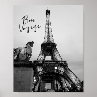 Paris Lit Up Eiffel Torn Bon Voyage Travel Poster