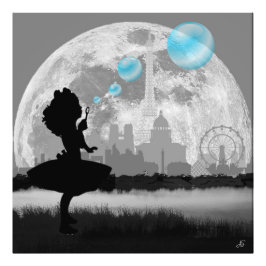 PARIS Liten flicka som gör blå bubbla Foto Art