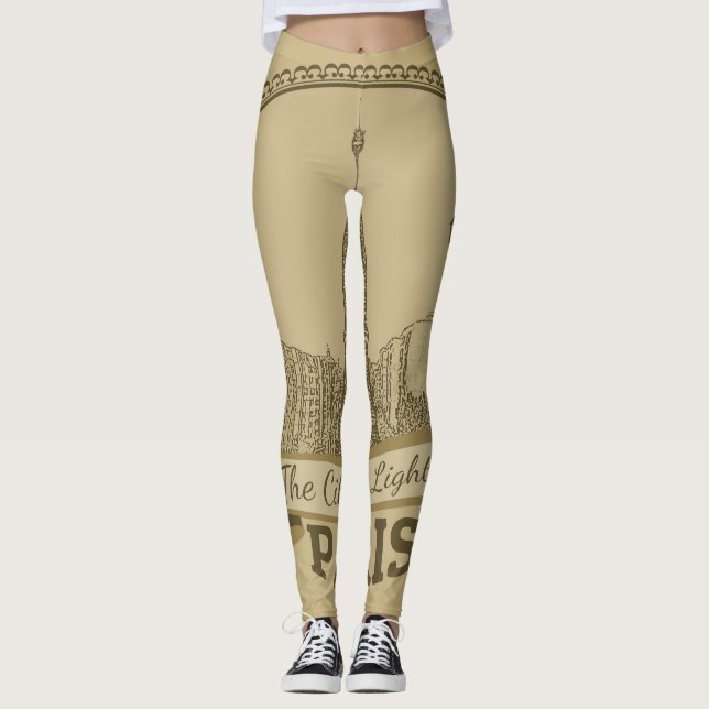 Paris Ljus: Vintage liggande vykort Leggings (Framsida)