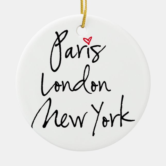 Paris, London, New York Julgransprydnad Keramik (Framsidan)