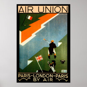 Paris - London - Paris vid luft Poster