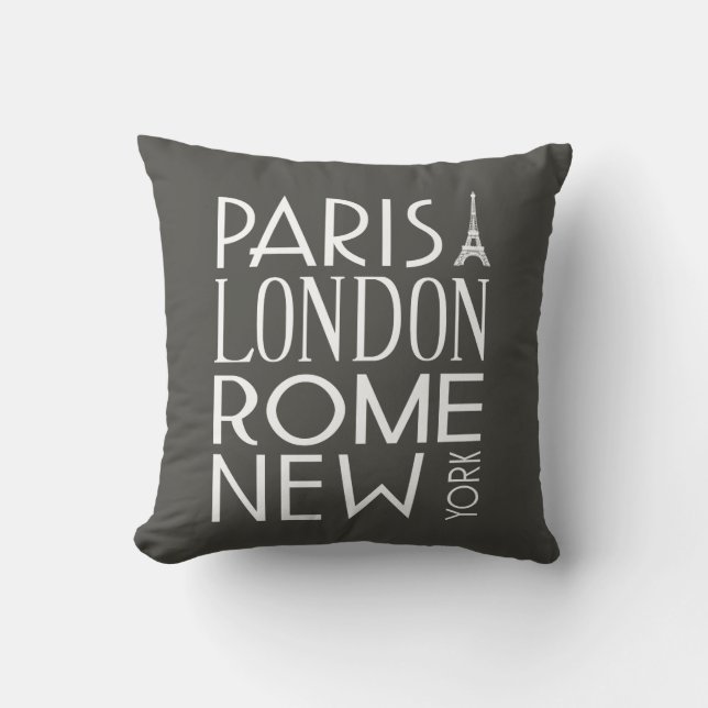 Paris, London, Rom och New York Pillow Kudde (Framsida)