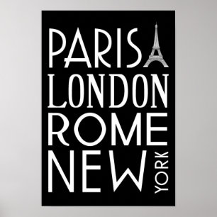 Paris, London, Rom och New York Poster