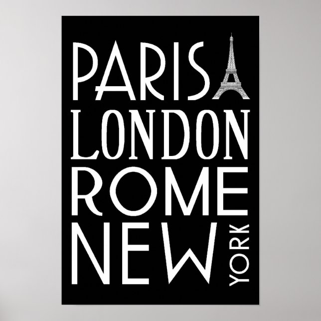 Paris, London, Rom och New York Poster (Framsidan)