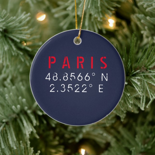 Paris Longitud Latitud Navy Julgransprydnad Keramik (Träd)