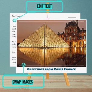 Paris Louvre Museum Pyramid Vykort
