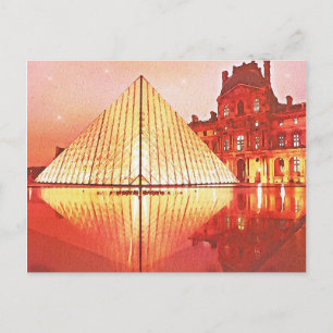 Paris Louvre Museum Watercolor Vykort