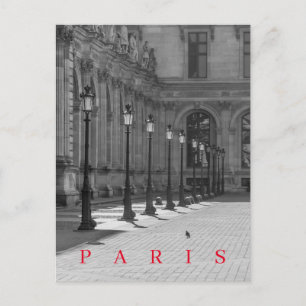 Paris Louvren innergård lyktstolpar vy vykort
