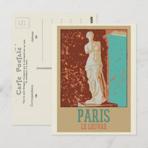 Paris Louvres museum illustration Frankrike Postca Vykort