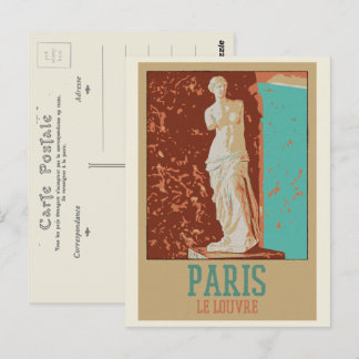 Paris Louvres museum illustration Frankrike Postca Vykort