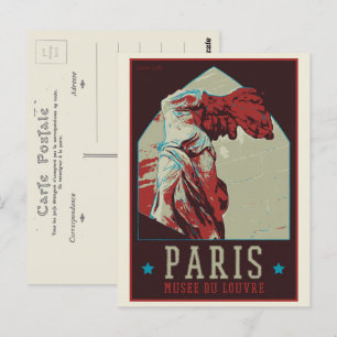 Paris Louvres museum illustration Frankrike Vykort