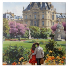 Paris Love: Romantic Couple Jardin du Luxembourg Kakelplatta