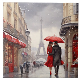 Paris Love: Romantic Winter Eiffel Tower Walk Kakelplatta