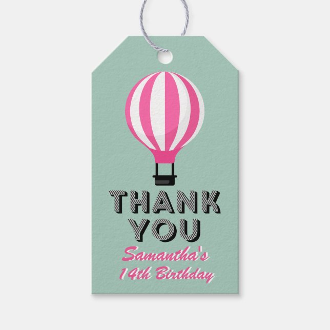 Paris Luftballong Birthday Tack Gift Märkre Presentetikett (Framsidan)