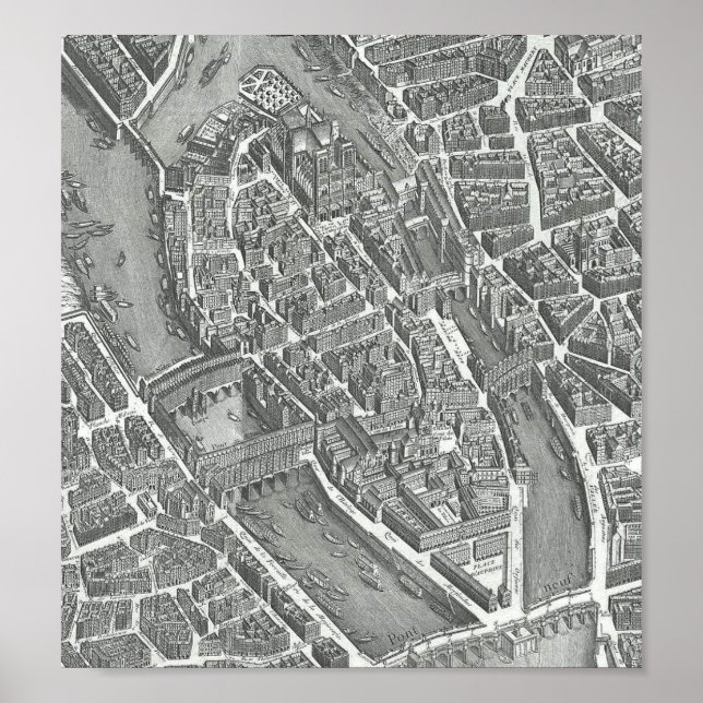Paris map Vintage –  Île de la Cité Poster (Framsidan)
