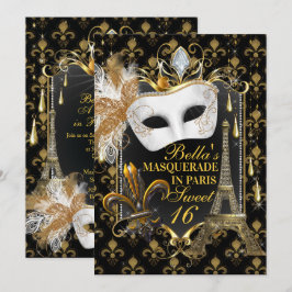 Paris MasqueraFödelsedagsfest inbjudan