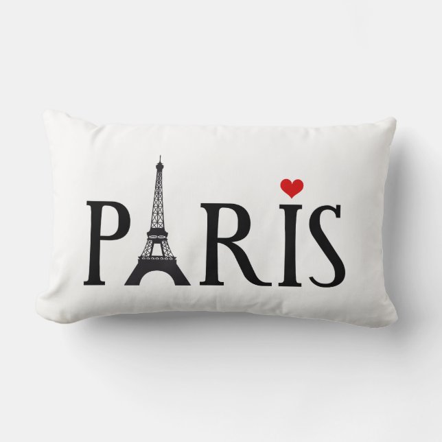 Paris med det Eiffel torn och röd hjärta Lumbarkudde (Framsida)