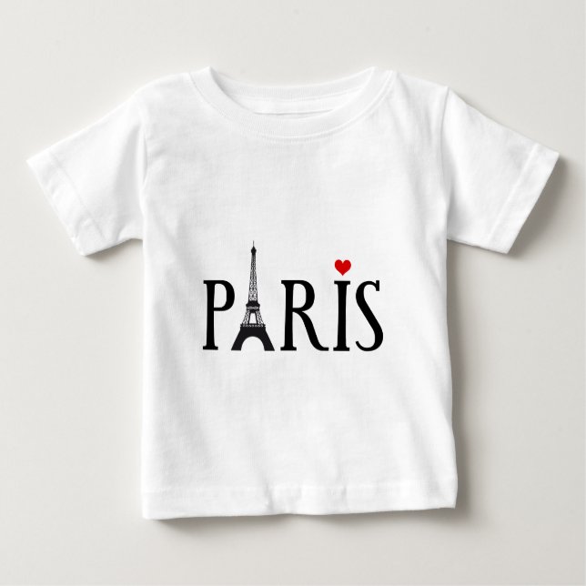 Paris med det Eiffel torn och röd hjärta Tee Shirt (Framsida)