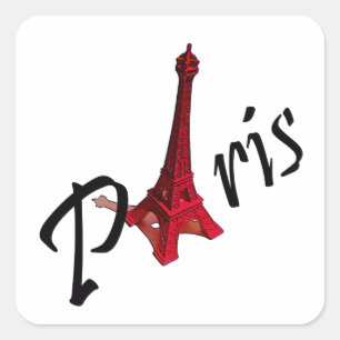 Paris med det röda Eiffel torn Fyrkantigt Klistermärke