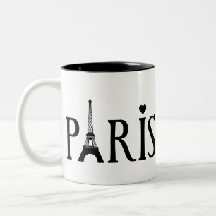 Paris med Eiffel torn och kärlek Två-Tonad Mugg