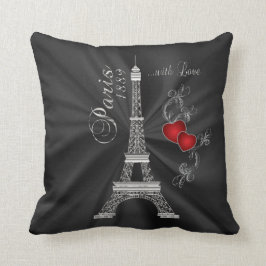 Paris med Kärlek i Metallic Silver Kudde