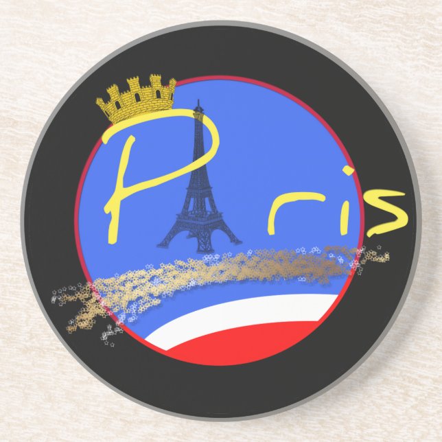 Paris med Krona Eiffel Torn Round Underlägg (Framsidan)