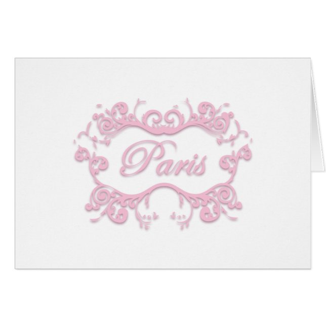Paris med rosa rullor hälsningskort (Framsidan Horizontal)