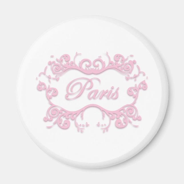 Paris med Scrolls rosa Magnet (Framsidan)