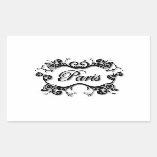 Paris med Scrollsar Rektangulärt Klistermärke