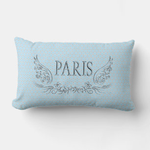 Paris med Vingar och Flower design Lumbarkudde