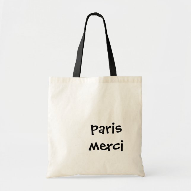 Paris Merci Black And White Tote Bag  Tygkasse (Framsidan)