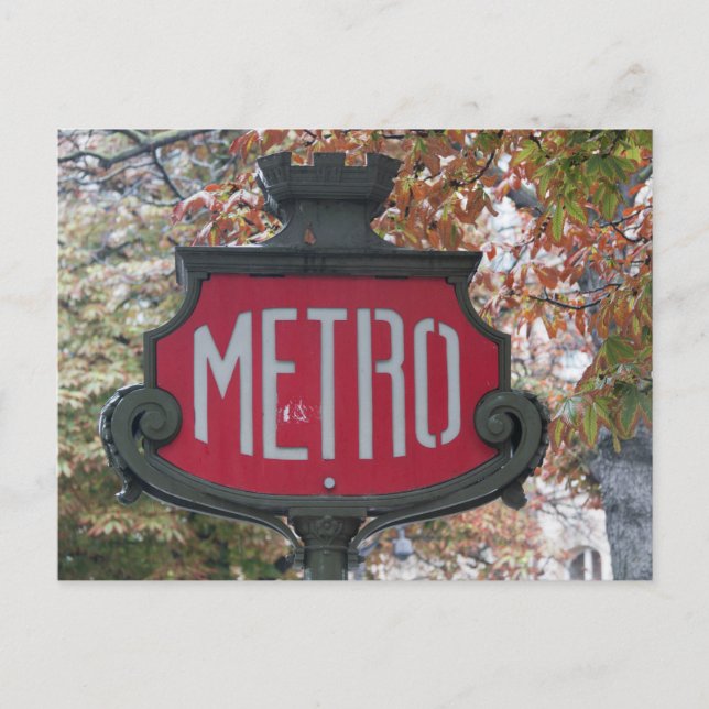 Paris Métro Sign på Franklin D. Roosevelt Vykort (Framsida)