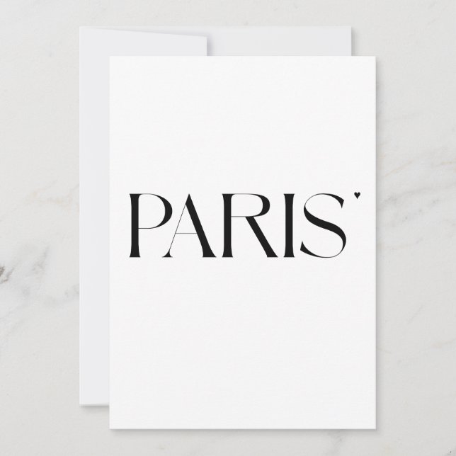 Paris - minimalistic typography card kort (Framsida)