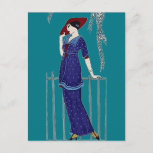 Paris mode 1920-talets elegant dam vykort