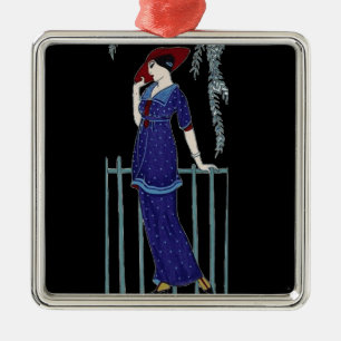 Paris mode 1920s elegant dam julgransprydnad metall