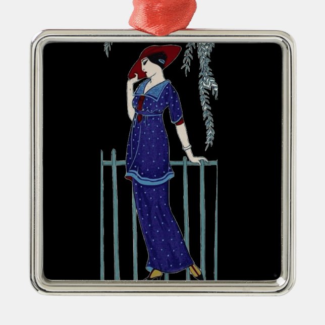 Paris mode 1920s elegant dam julgransprydnad metall (Framsidan)