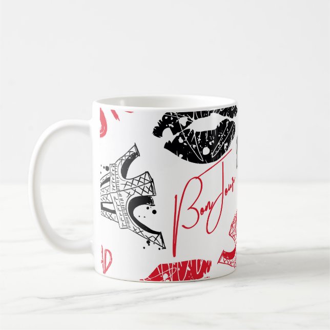 Paris mode, kalligrafisk Eiffel Torn mönster. Kaffemugg (Vänster)