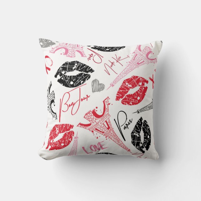 Paris mode, kalligrafisk Eiffel Torn mönster. Kudde (Framsida)