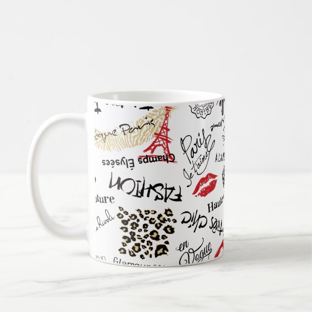 Paris mode och glamor, sömlösa mönster kaffemugg (Vänster)