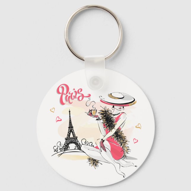Paris, Mode och kaffe Nyckelring (Framsida)